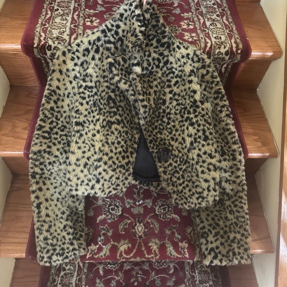 Leopard Print Faux Fur Jacket